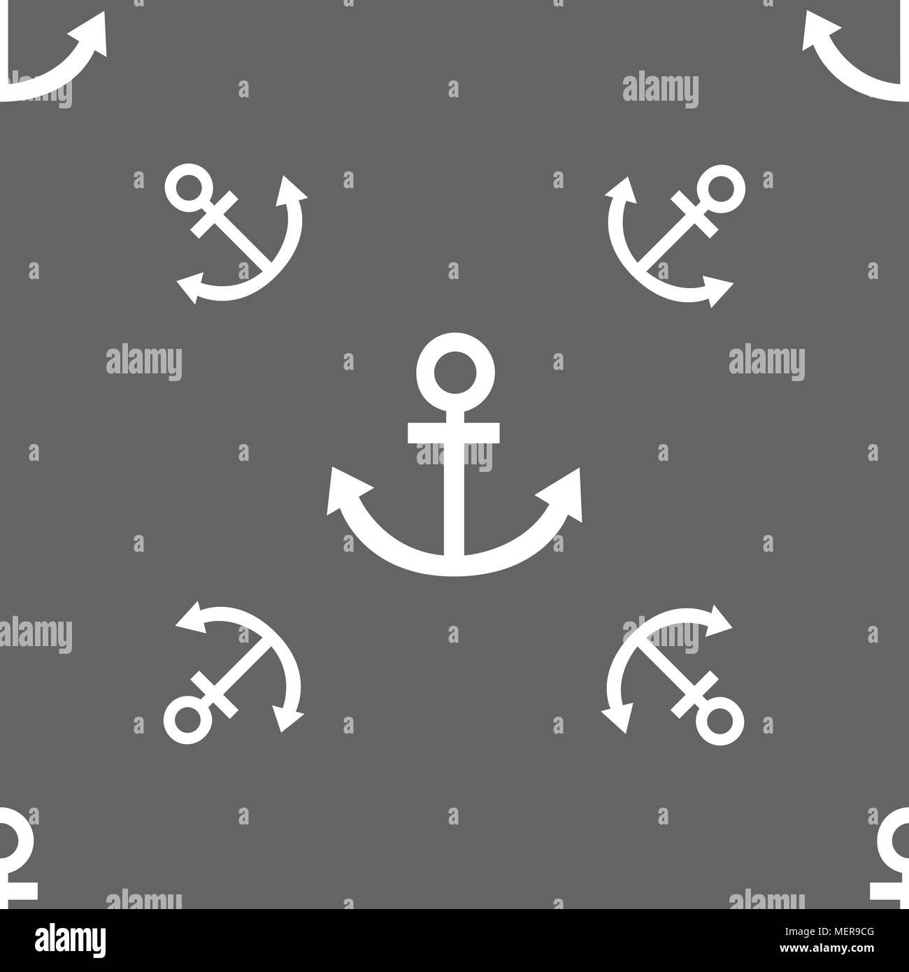 Anchor icon. Seamless pattern on a gray background. Vector illustration ...