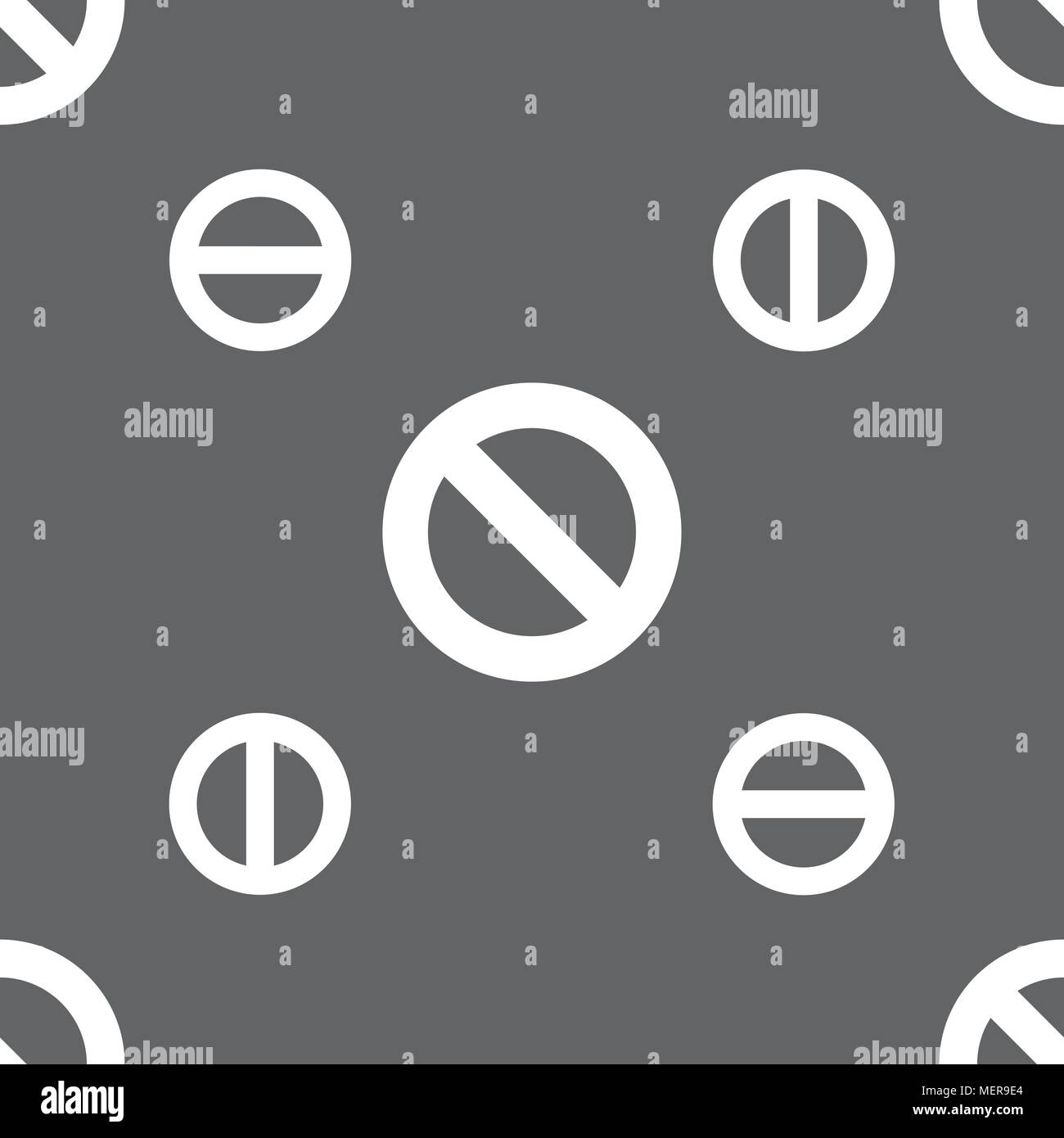Stop sign icon. Prohibition symbol. No sign. Seamless pattern on a gray ...