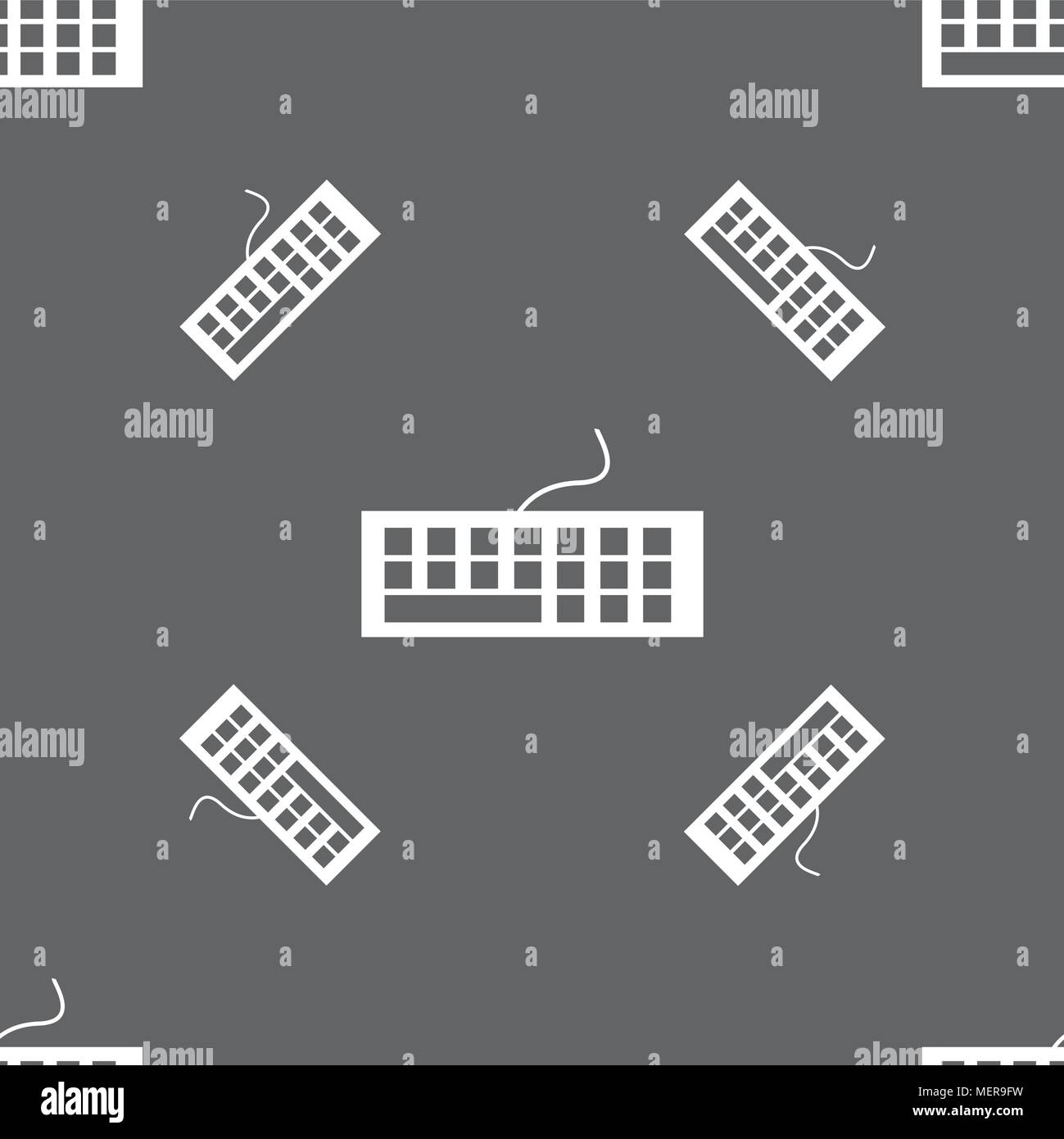 Computer keyboard Icon. Seamless pattern on a gray background. Vector illustration Stock Vector