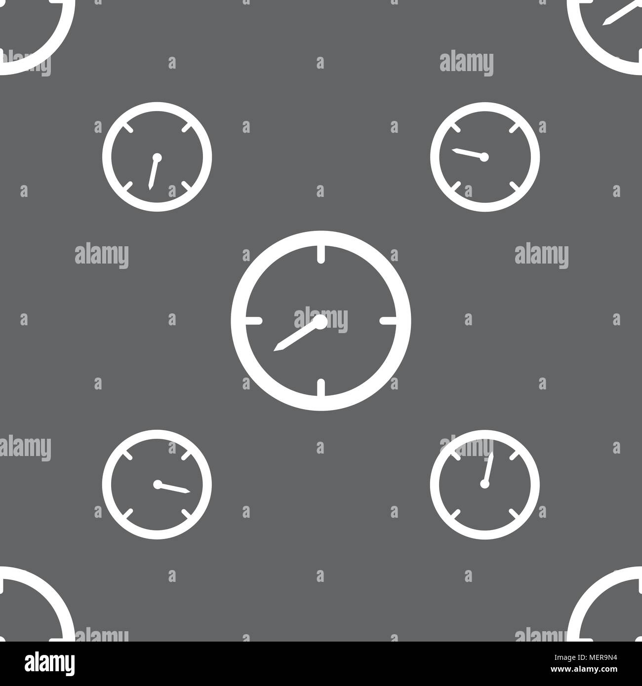 Timer sign icon. Stopwatch symbol.. Seamless pattern on a gray ...