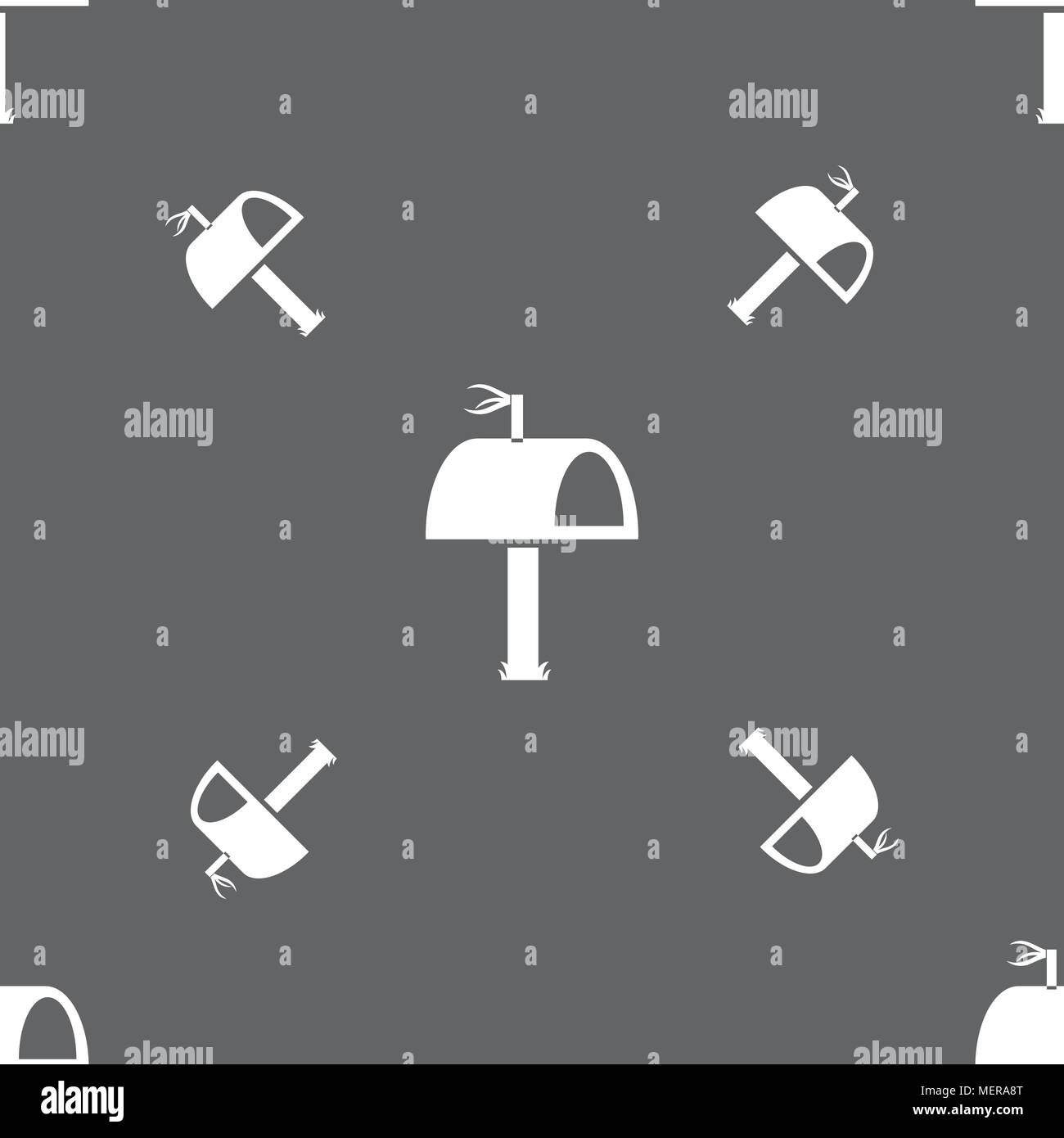 Mailbox icon sign. Seamless pattern on a gray background. Vector illustration Stock Vector