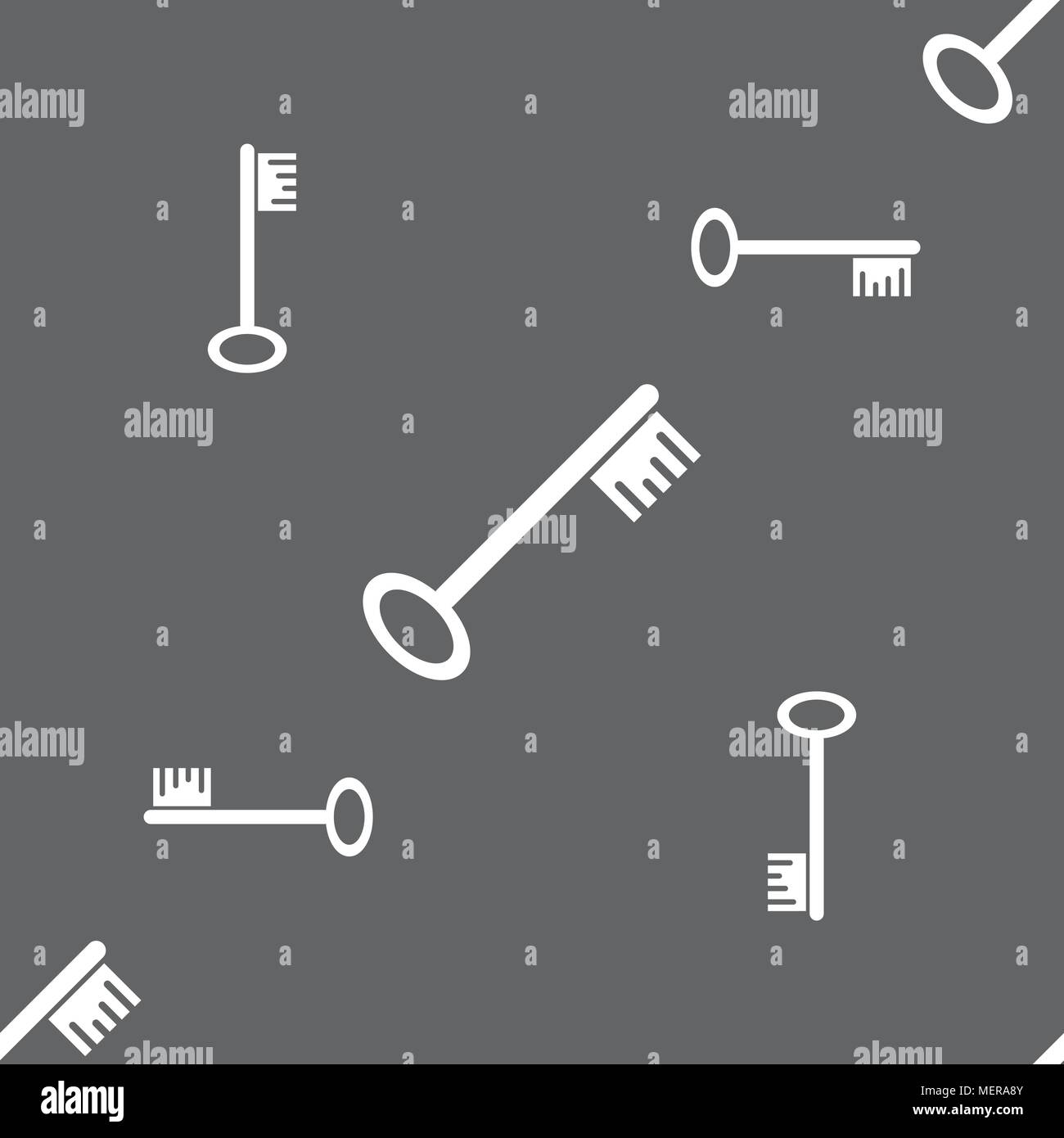 Key icon sign. Seamless pattern on a gray background. Vector illustration Stock Vector