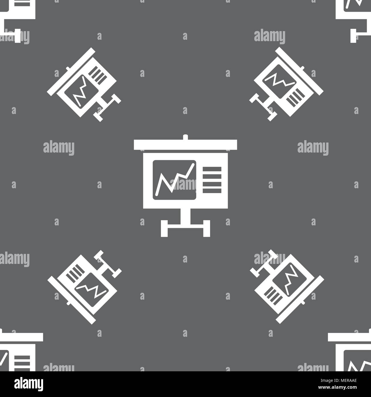 Graph icon sign. Seamless pattern on a gray background. Vector illustration Stock Vector