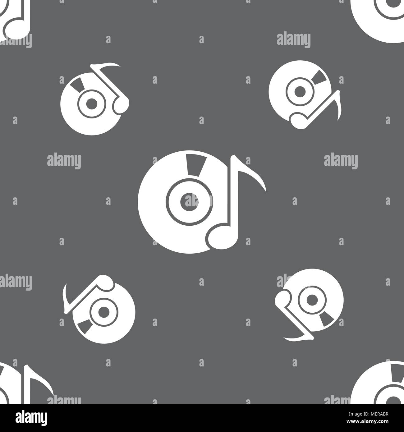 CD or DVD icon sign. Seamless pattern on a gray background. Vector illustration Stock Vector