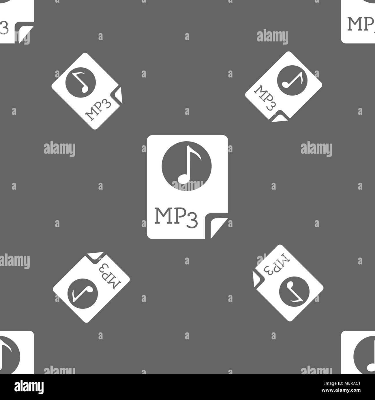 Audio, MP3 file icon sign. Seamless pattern on a gray background. Vector illustration Stock Vector