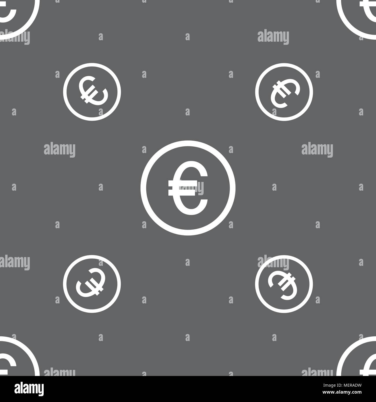 Euro icon sign. Seamless pattern on a gray background. Vector ...