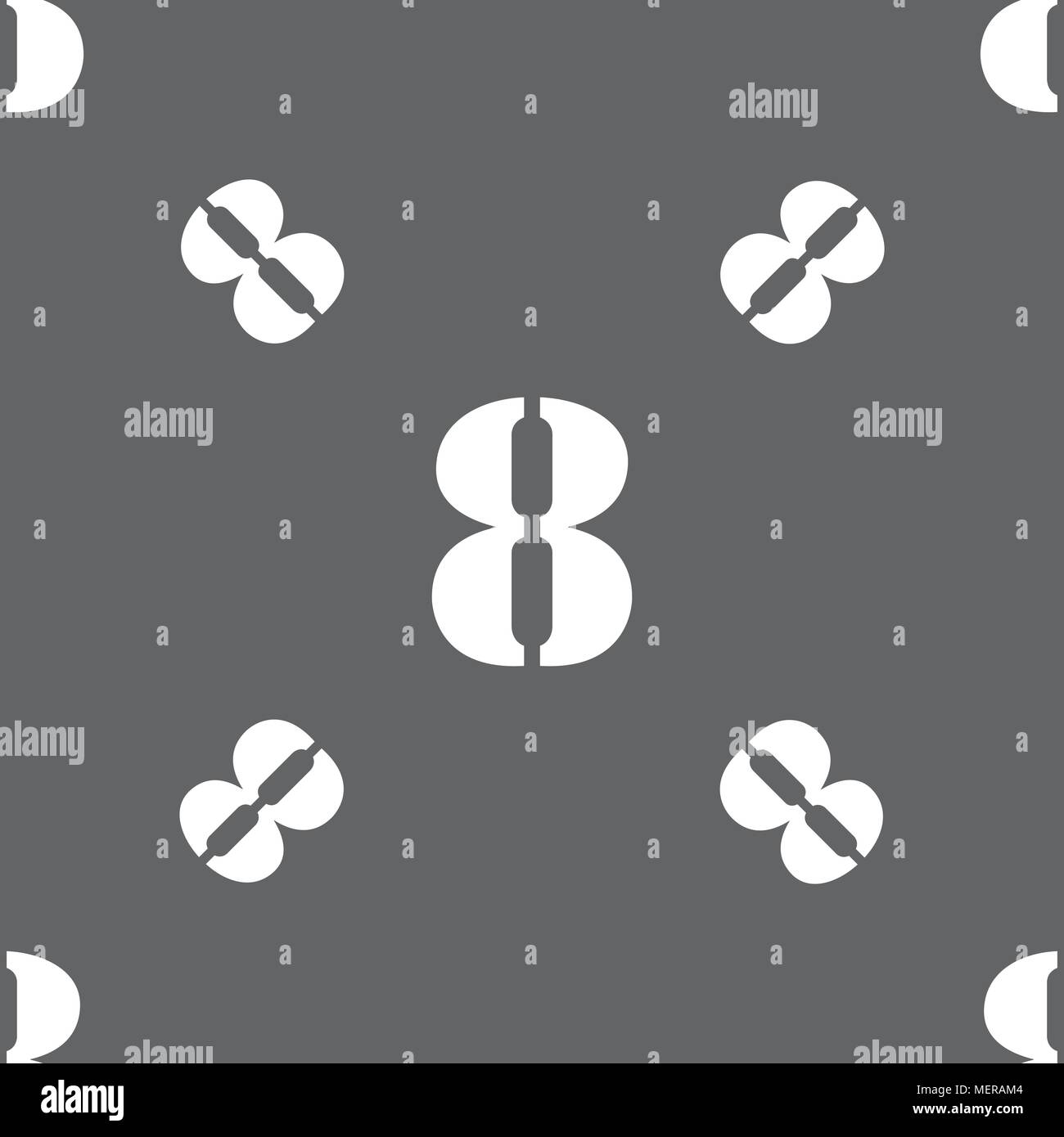 number Eight icon sign. Seamless pattern on a gray background. Vector ...