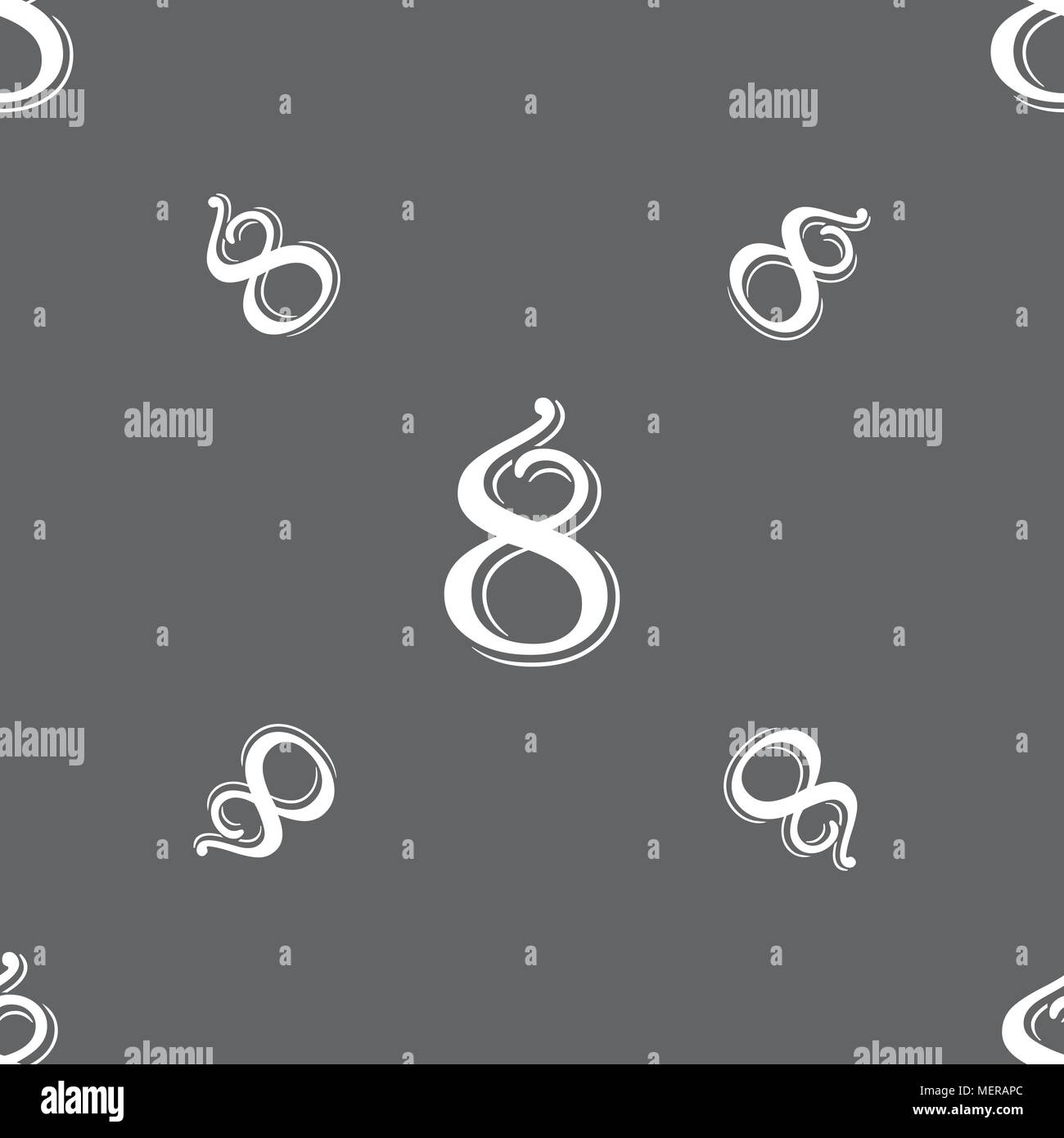 number Eight icon sign. Seamless pattern on a gray background. Vector ...