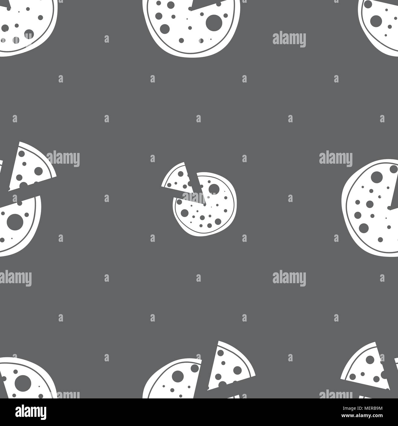Pizza Icon. Seamless pattern on a gray background. Vector illustration ...