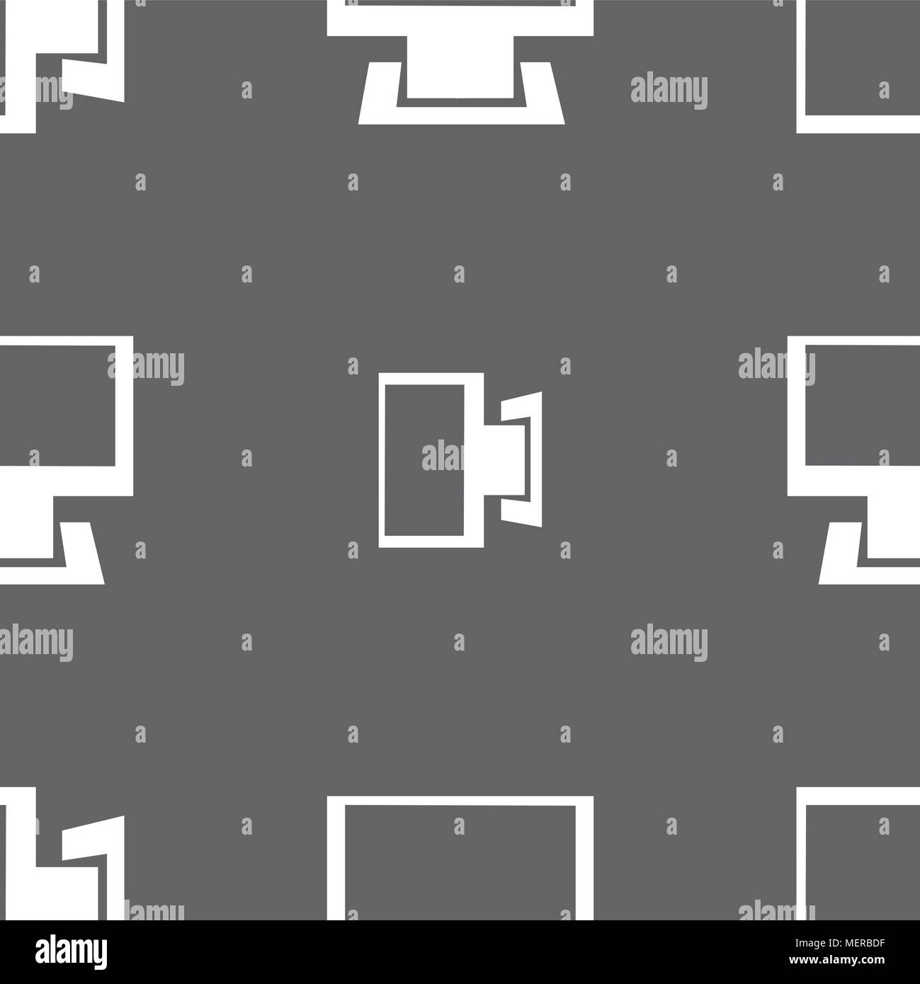 Computer widescreen monitor sign icon. Seamless pattern on a gray ...
