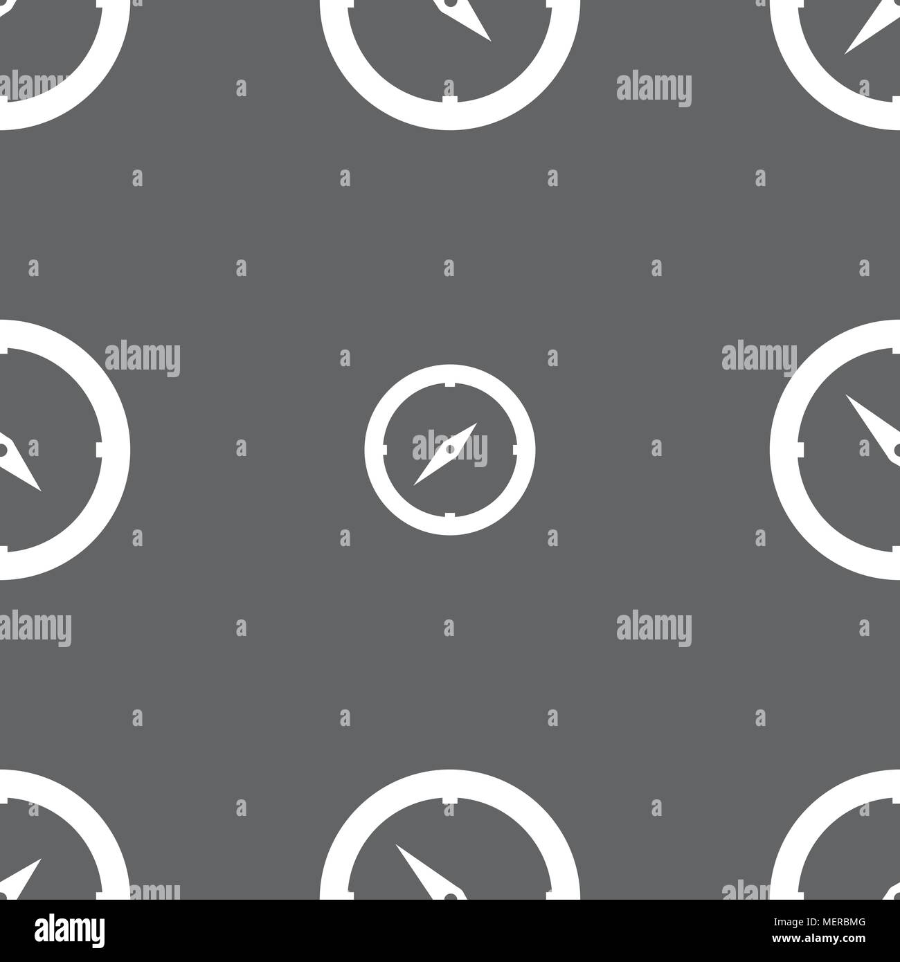 Compass sign icon. Windrose navigation symbol. Seamless pattern on a gray background. Vector illustration Stock Vector