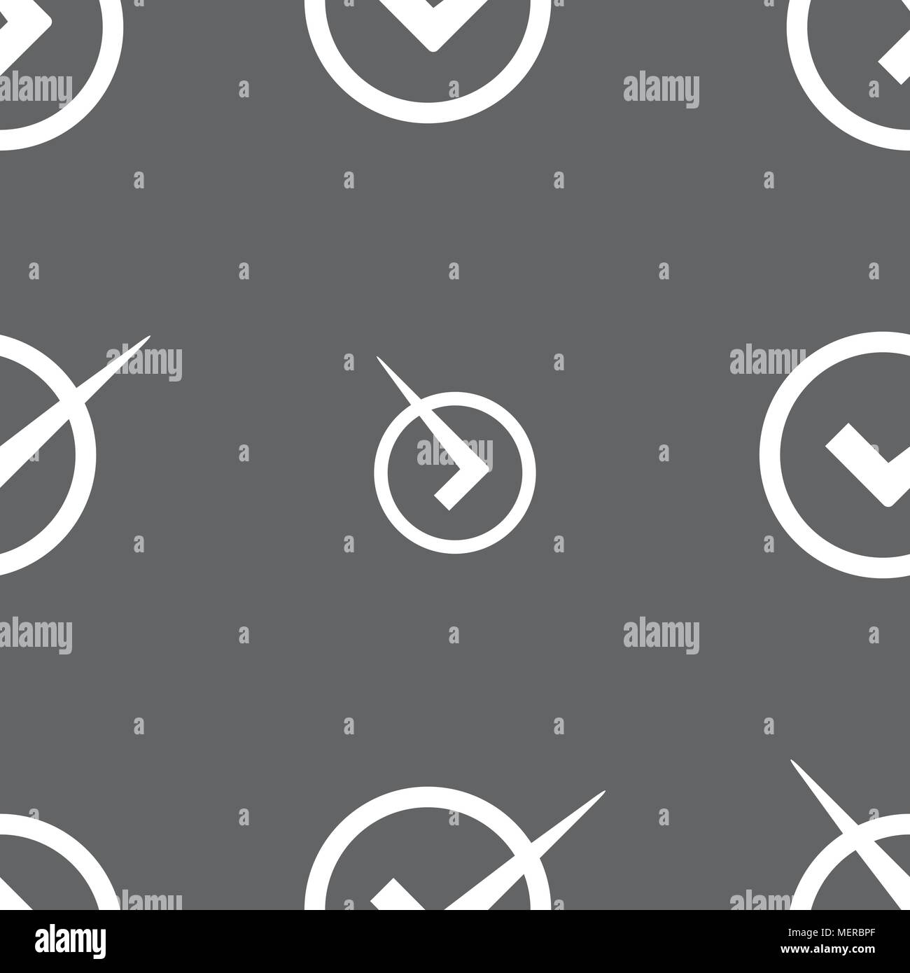 Check mark sign icon. Checkbox button. Seamless pattern on a gray ...