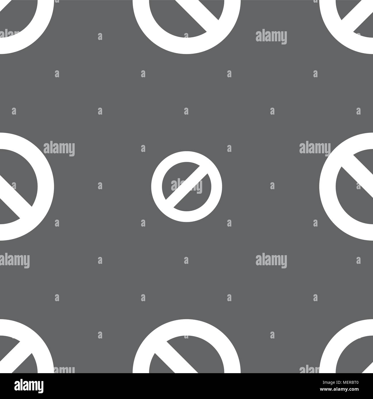 Stop sign icon. Prohibition symbol. No sign. Seamless pattern on a gray ...