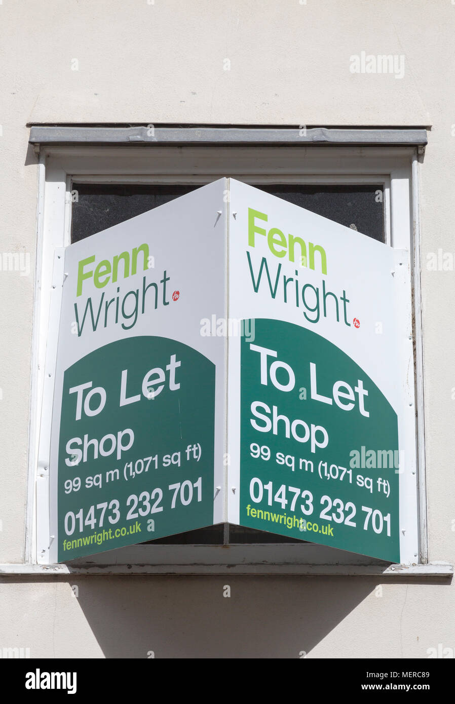 Shop to Let estate agent sign Fenn Wright estate agents, Ipswich