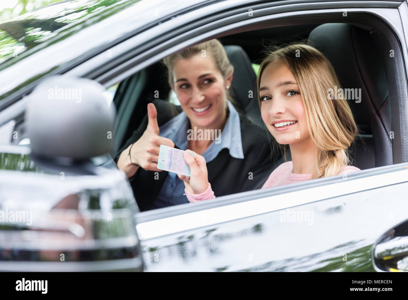 Proud driving student having passed the test Stock Photo