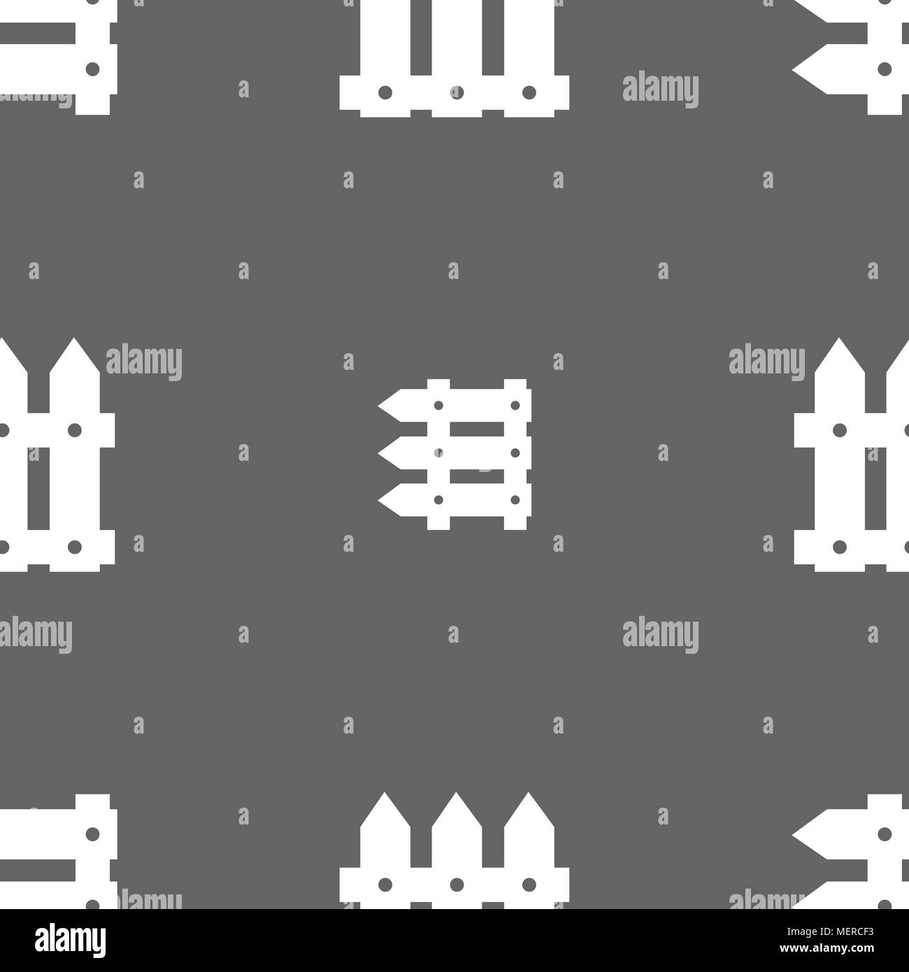 Fence icon sign. Seamless pattern on a gray background. Vector ...