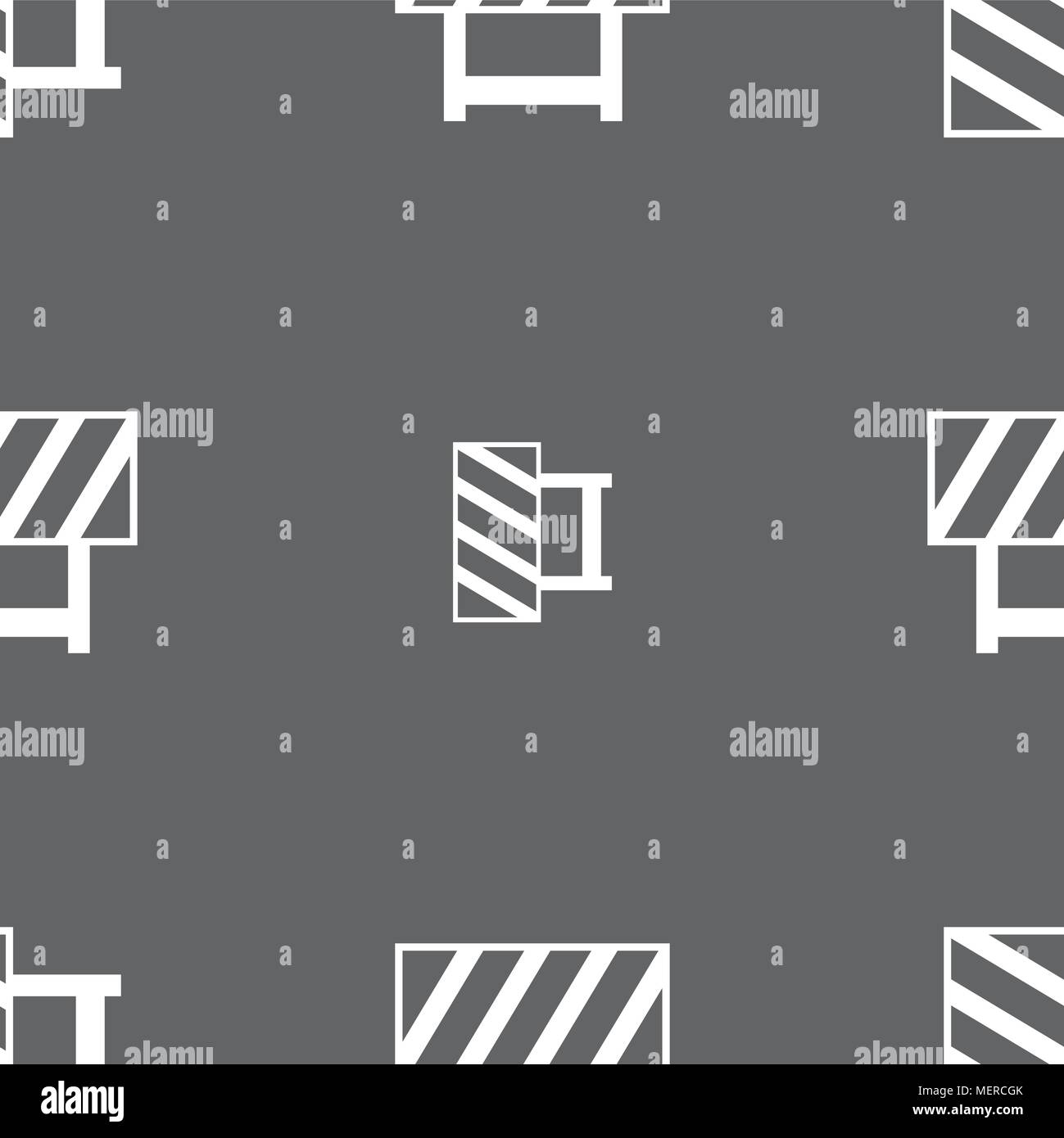 road barrier icon sign. Seamless pattern on a gray background. Vector ...