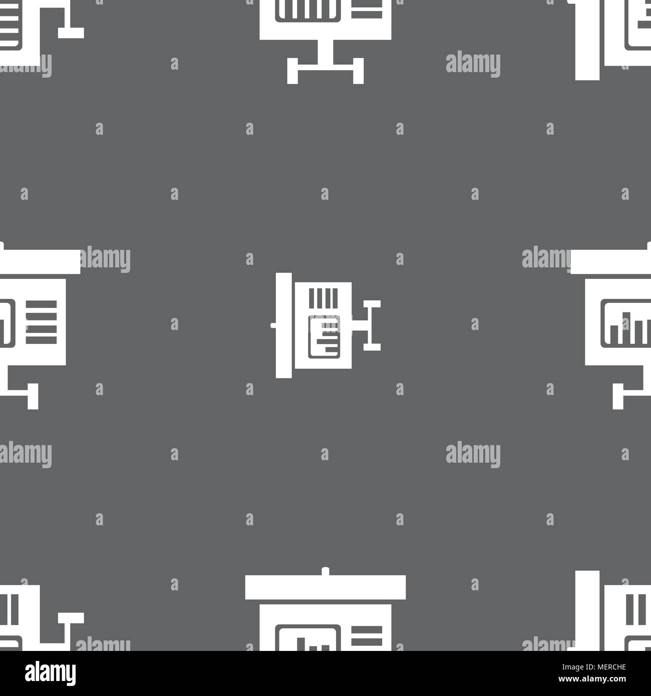 Graph icon sign. Seamless pattern on a gray background. Vector ...