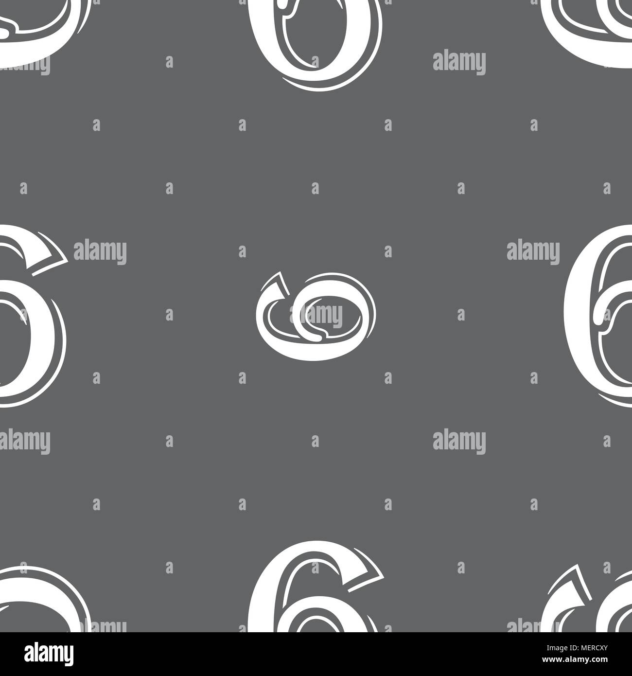 number six icon sign. Seamless pattern on a gray background. Vector ...