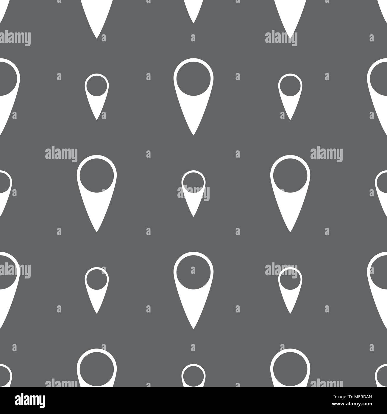 Map pointer icon. GPS location symbol. Seamless pattern on a gray ...