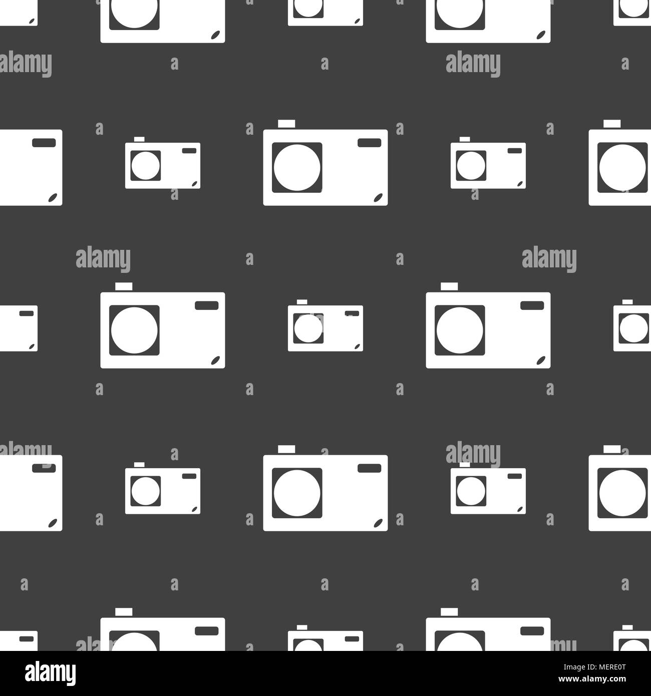 Photo camera sign icon. Digital symbol. Seamless pattern on a gray ...
