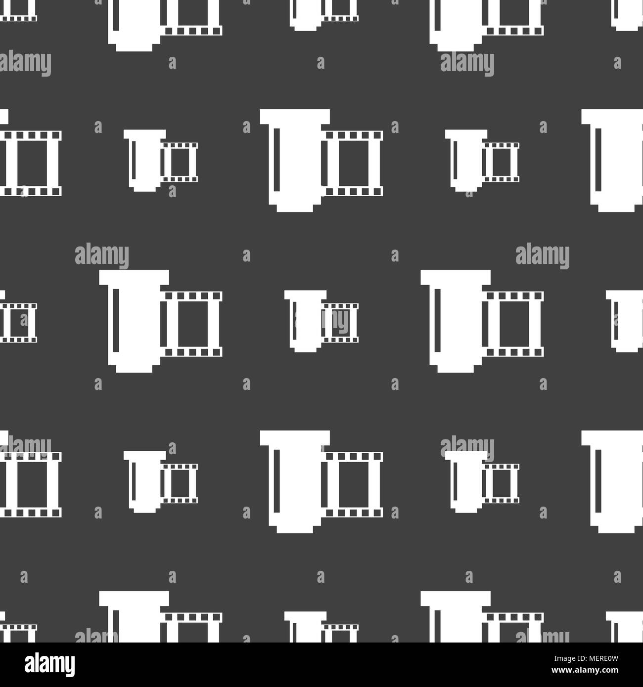 negative films icon symbol.. Seamless pattern on a gray background ...