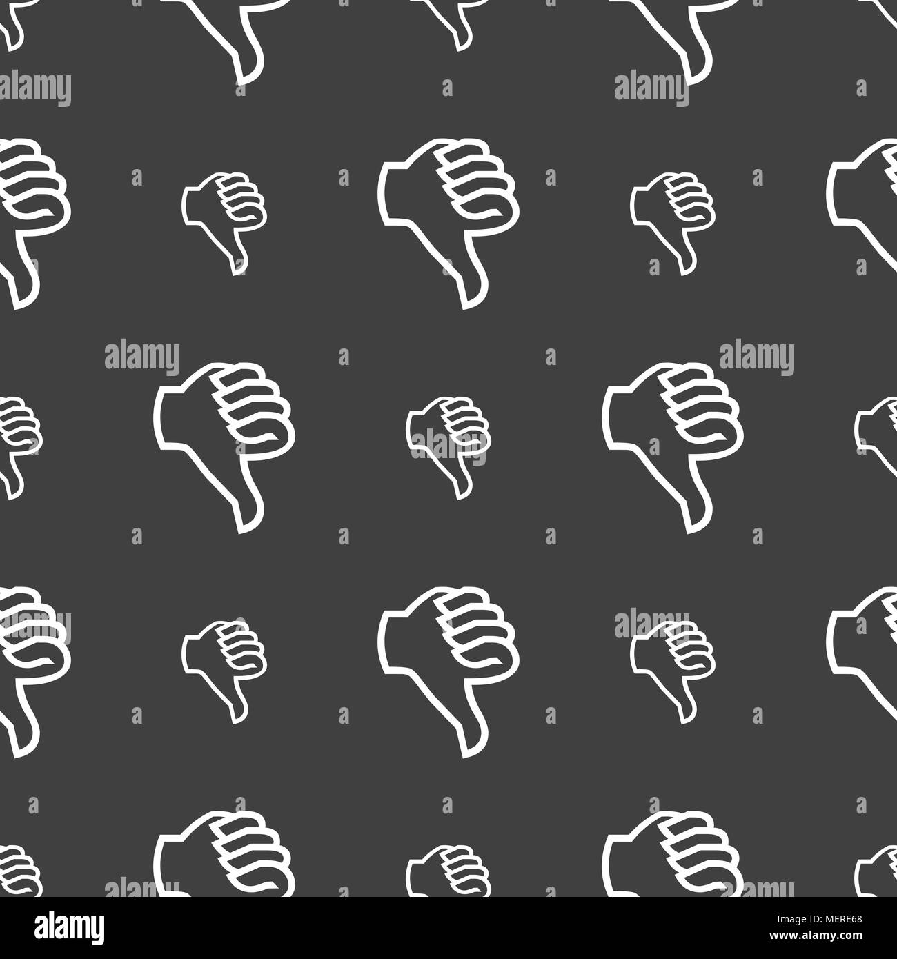 Dislike sign icon. Thumb down sign. Hand finger down symbol. Seamless ...