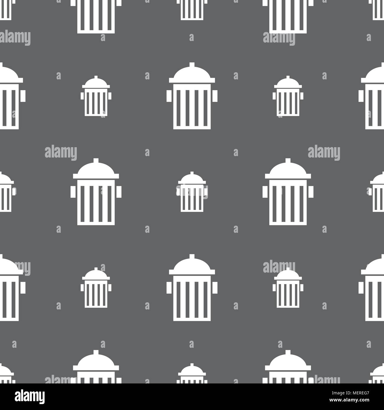 fire hydrant icon sign. Seamless pattern on a gray background. Vector illustration Stock Vector