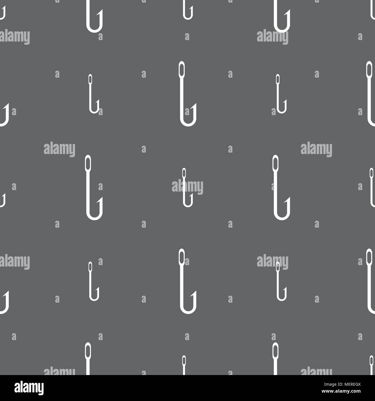Fishing hook icon sign. Seamless pattern on a gray background. Vector ...