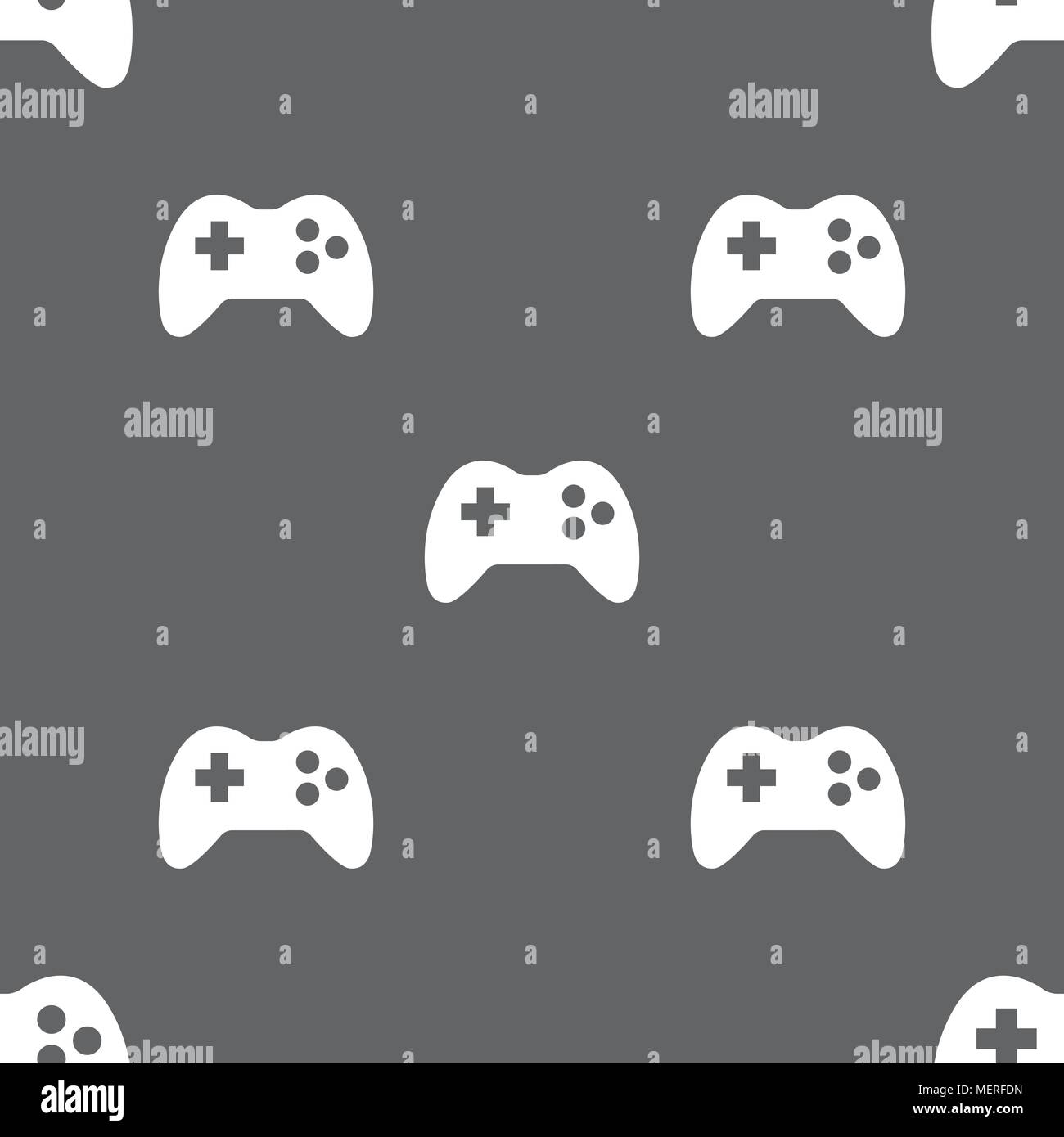 Joystick sign icon. Video game symbol. Seamless pattern on a gray ...