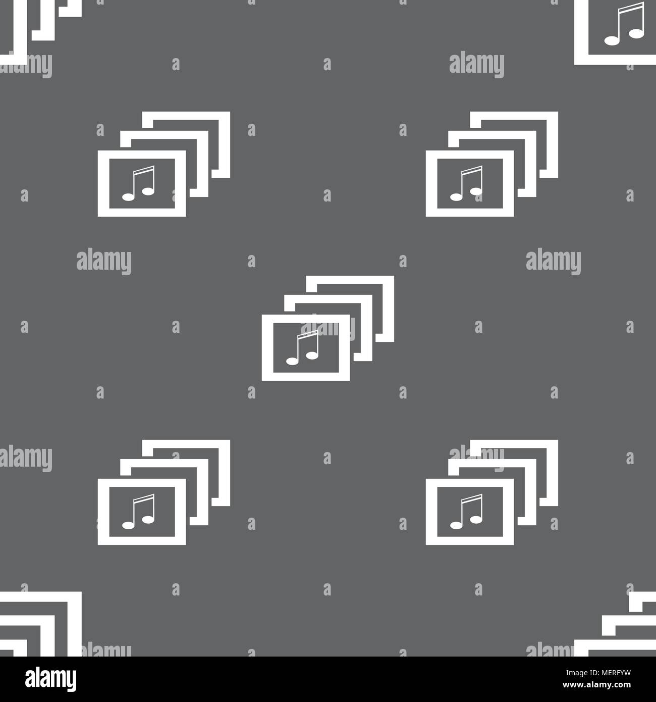 Mp3 music format sign icon. Musical symbol. Seamless pattern on a gray ...