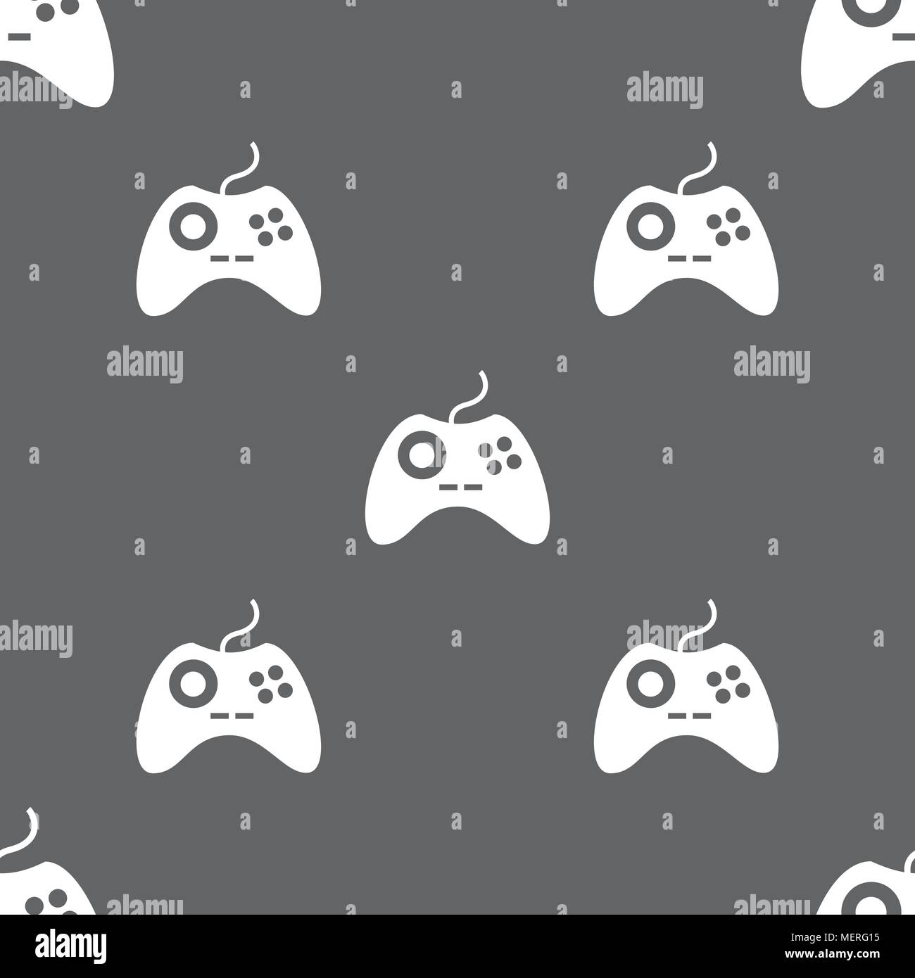 Joystick sign icon. Video game symbol. Seamless pattern on a gray ...