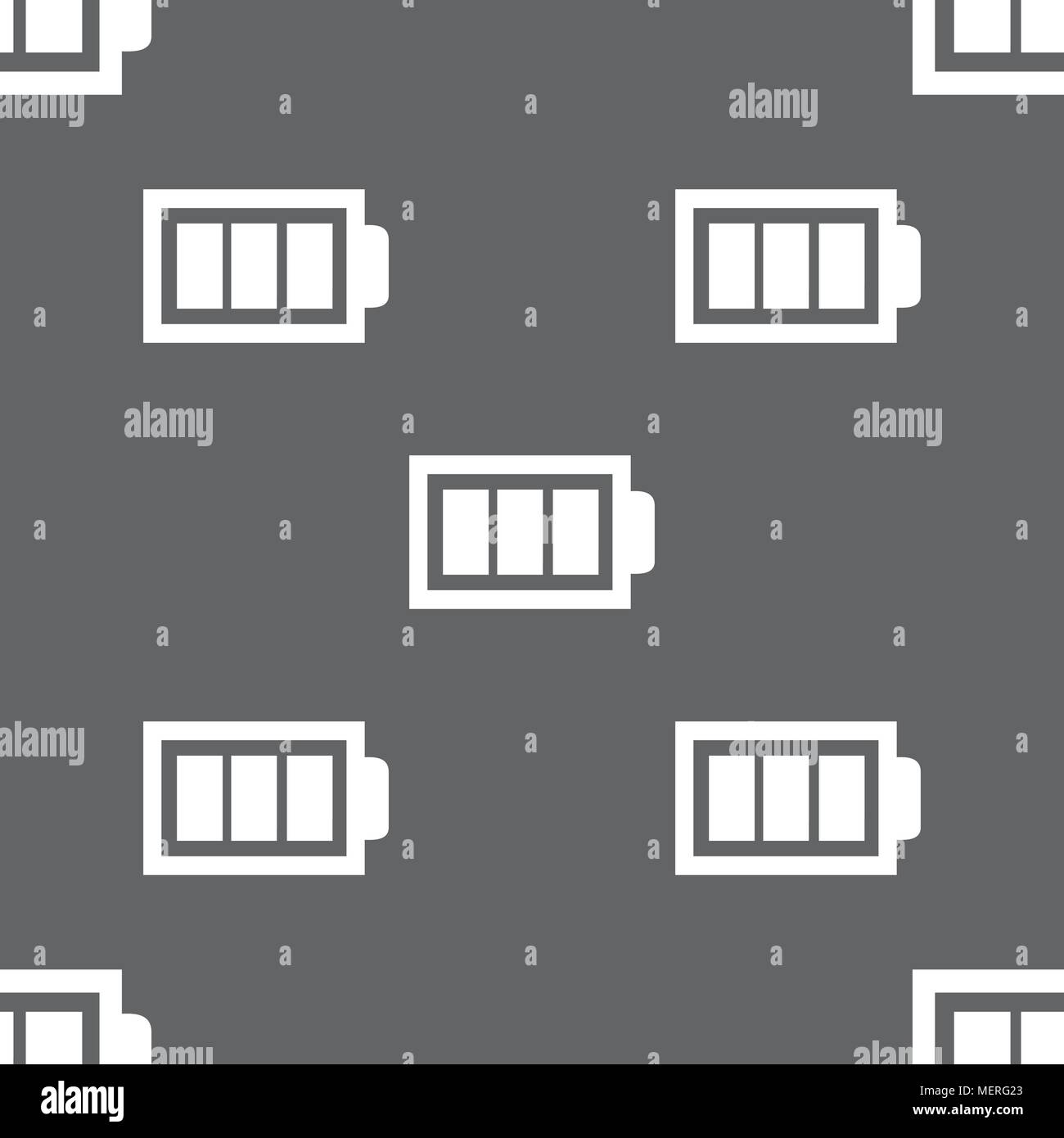 Battery fully charged sign icon. Electricity symbol. Seamless pattern ...