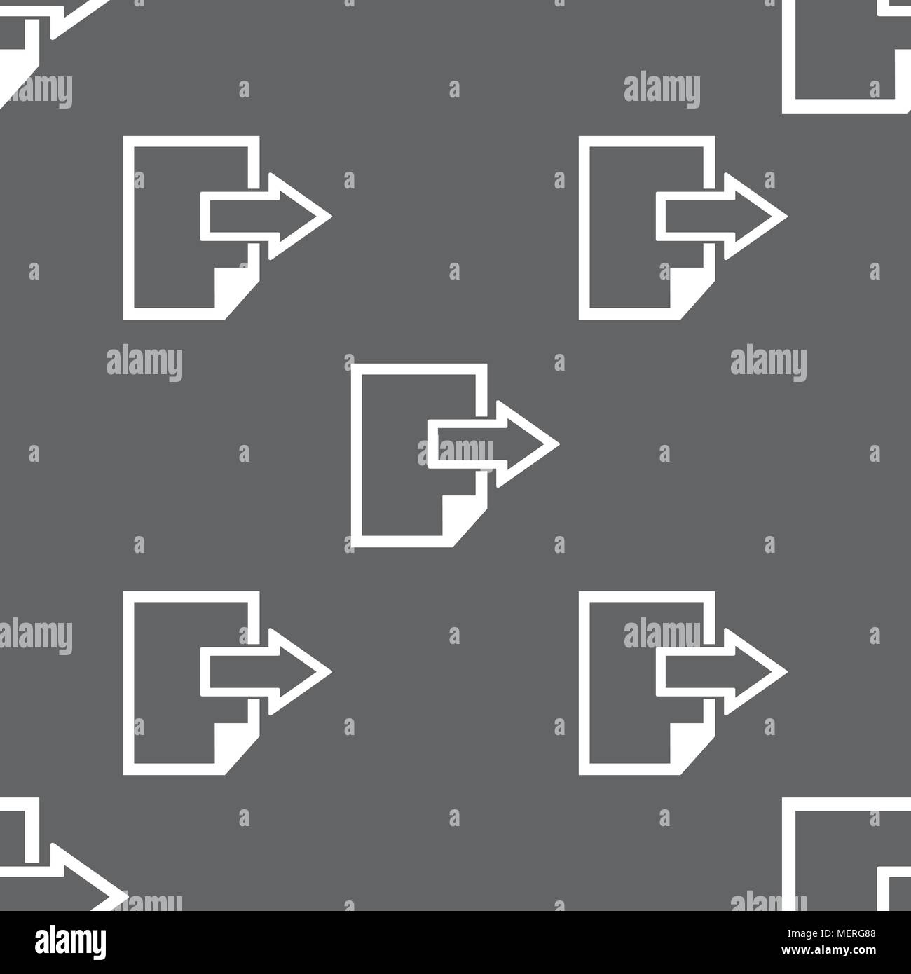 Export file icon. File document symbol. Seamless pattern on a gray ...