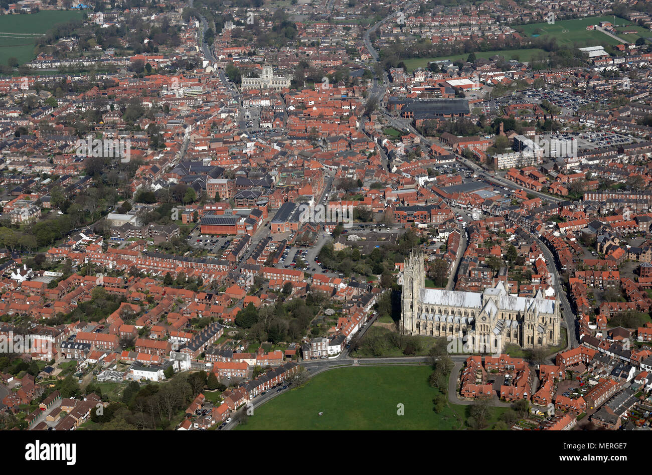 aerial view of the Beverley town centre skyline seen looking North from