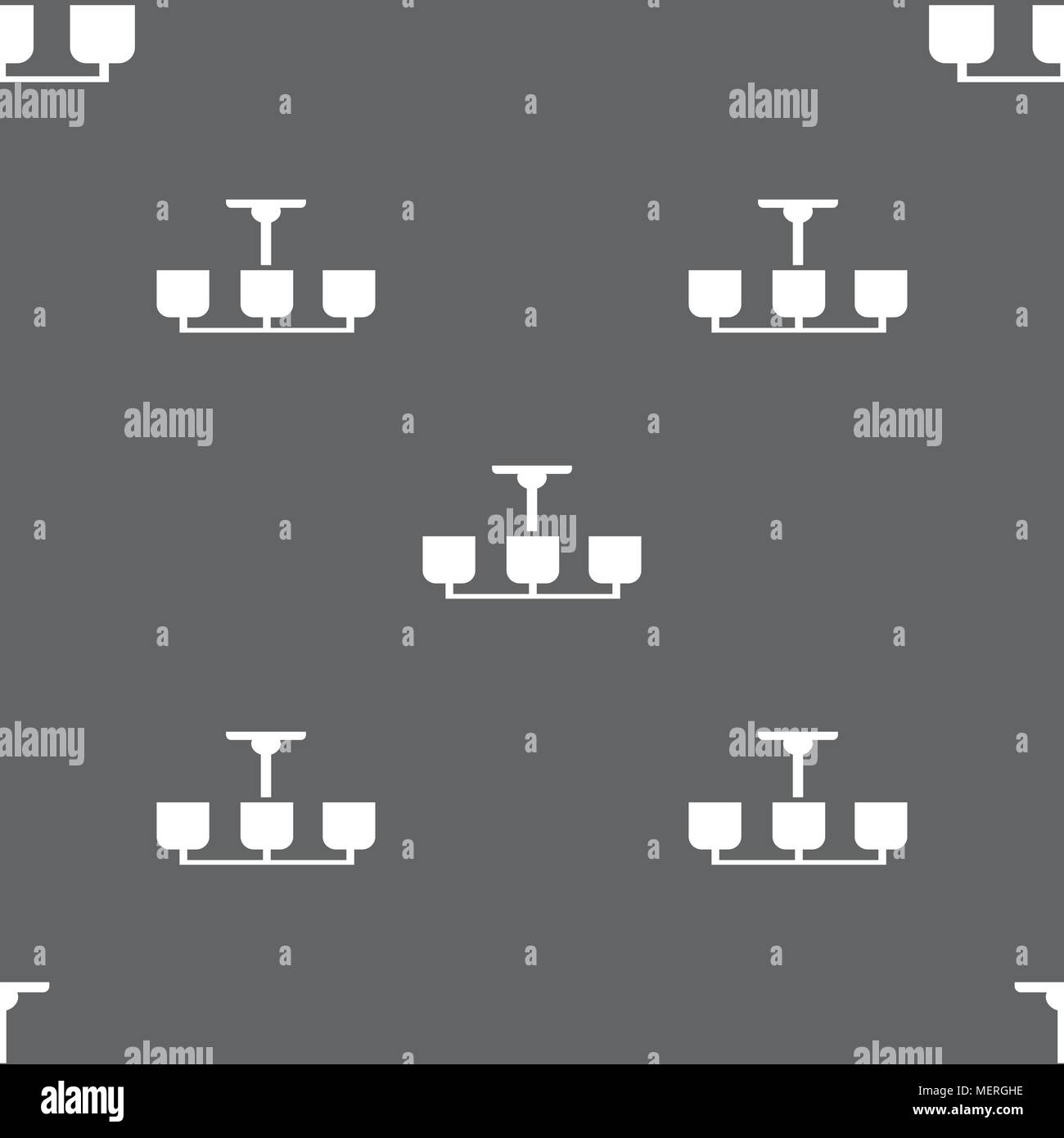 Chandelier Light Lamp icon sign. Seamless pattern on a gray ... Chandelier Light Lamp icon sign. Seamless pattern on a gray ...