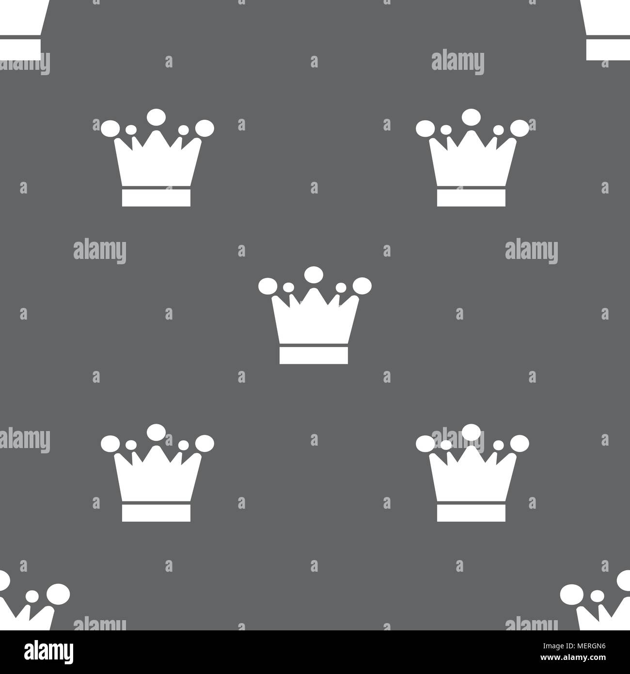 Crown icon sign. Seamless pattern on a gray background. Vector illustration Stock Vector
