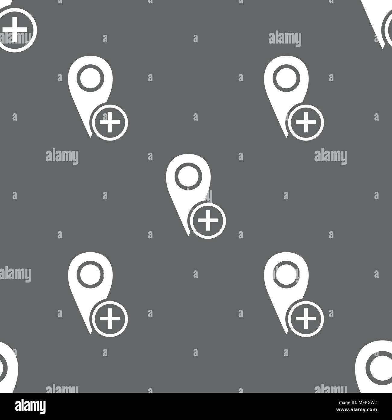 Map pointer icon sign. Seamless pattern on a gray background. Vector ...