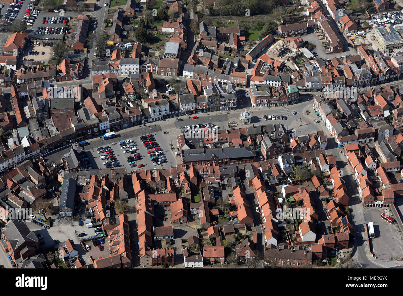 aerial view of Beverley Market Square & town centre, East Yorkshire Stock Photo