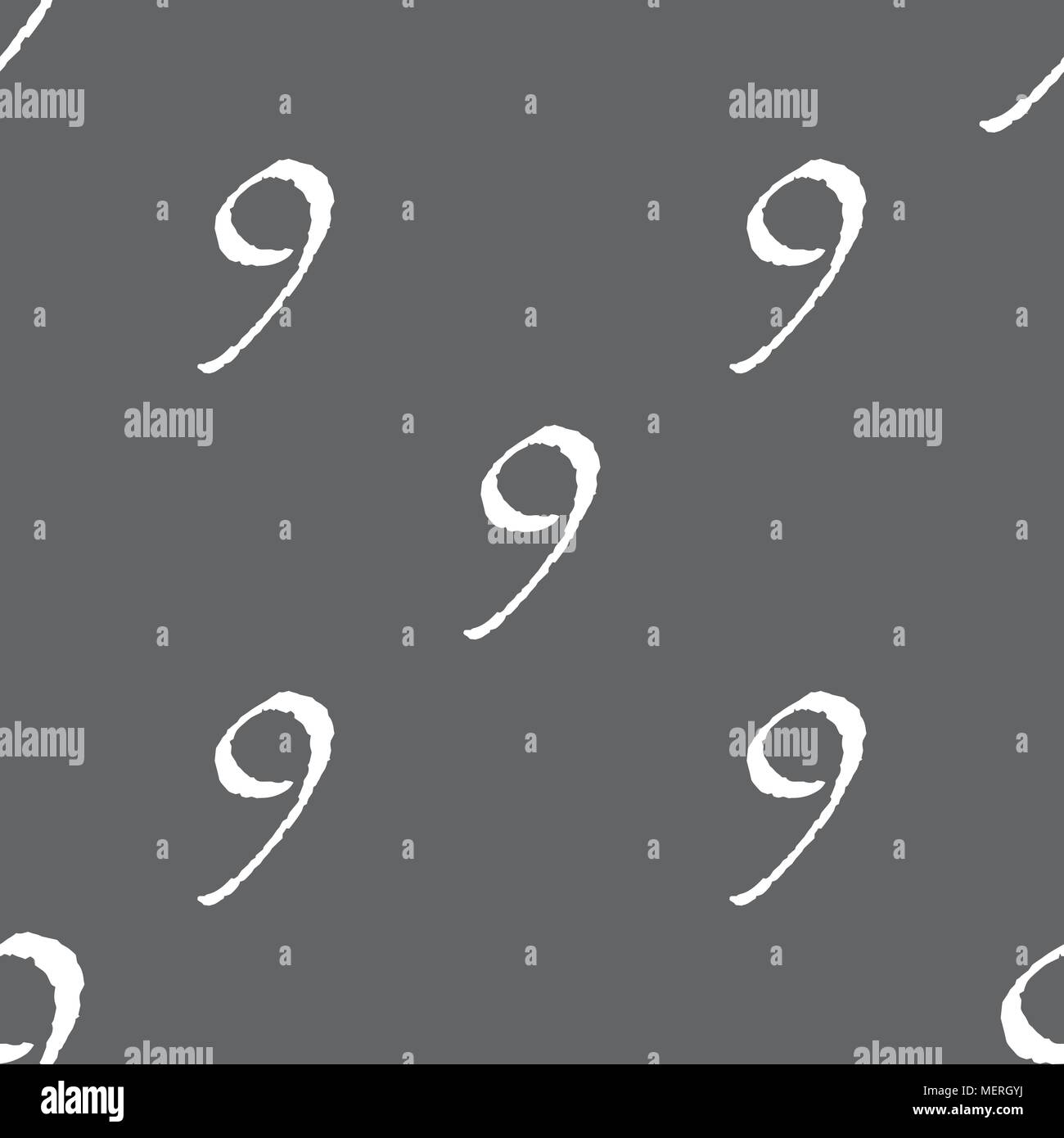 number Nine icon sign. Seamless pattern on a gray background. Vector ...