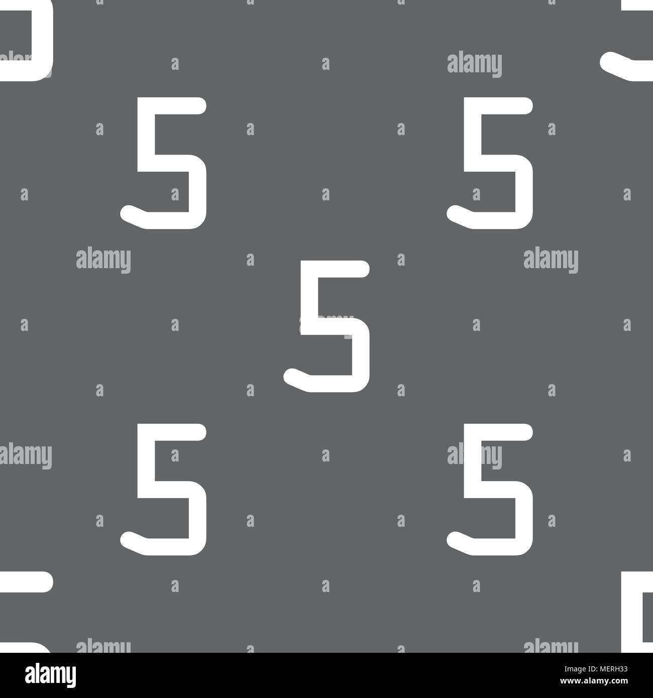 number five icon sign. Seamless pattern on a gray background. Vector ...