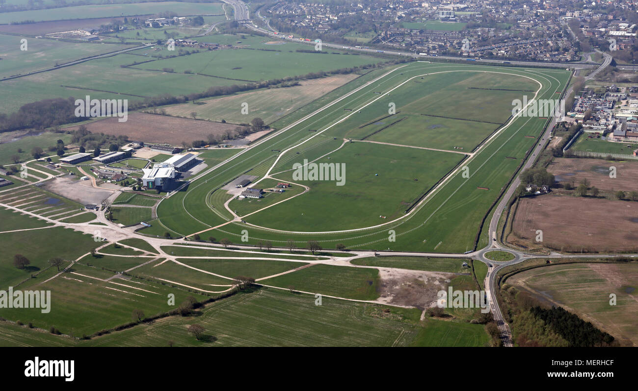 aerial view of Wetherby Racecourse Stock Photo