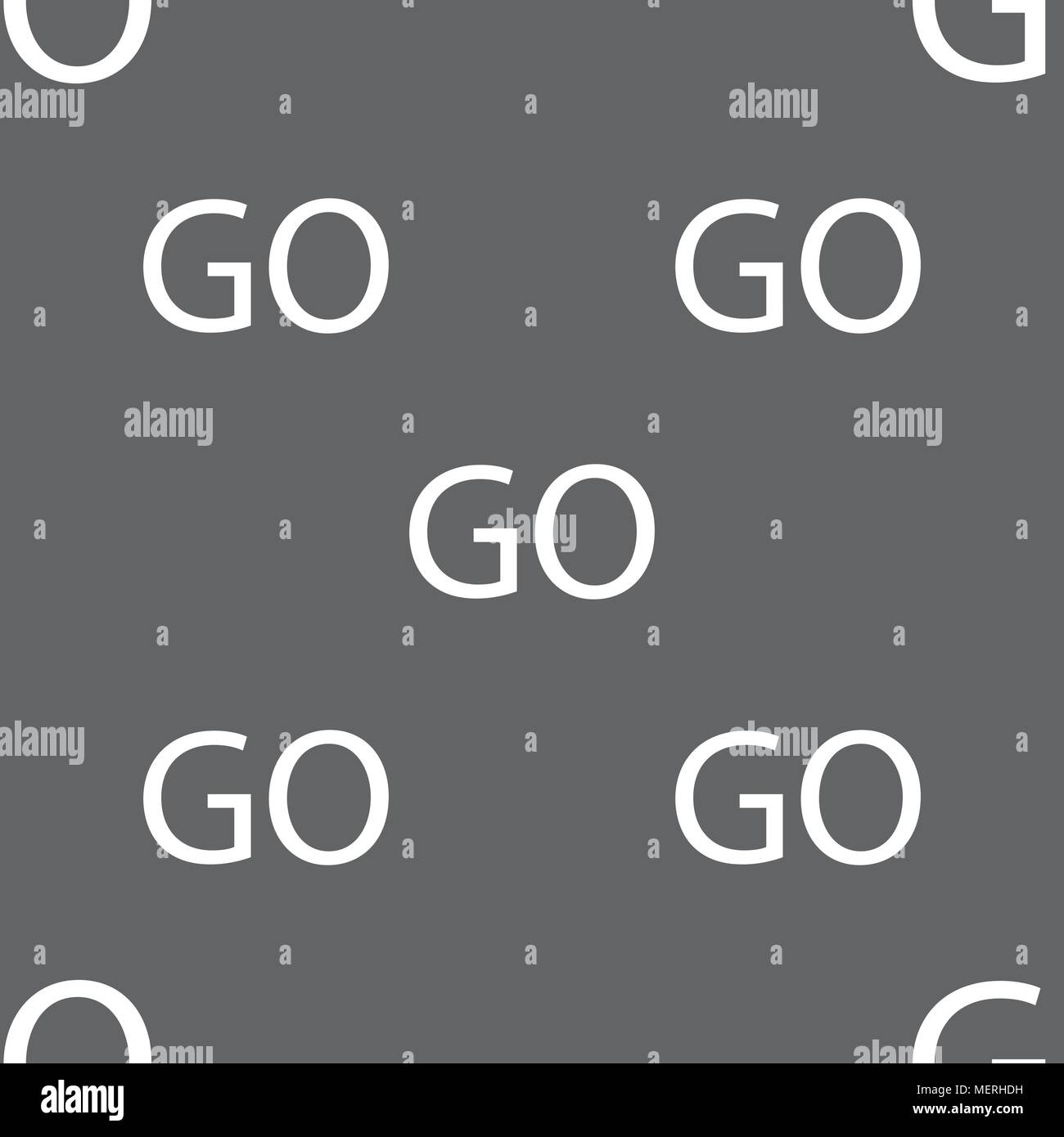 GO sign icon. Seamless pattern on a gray background. Vector ...