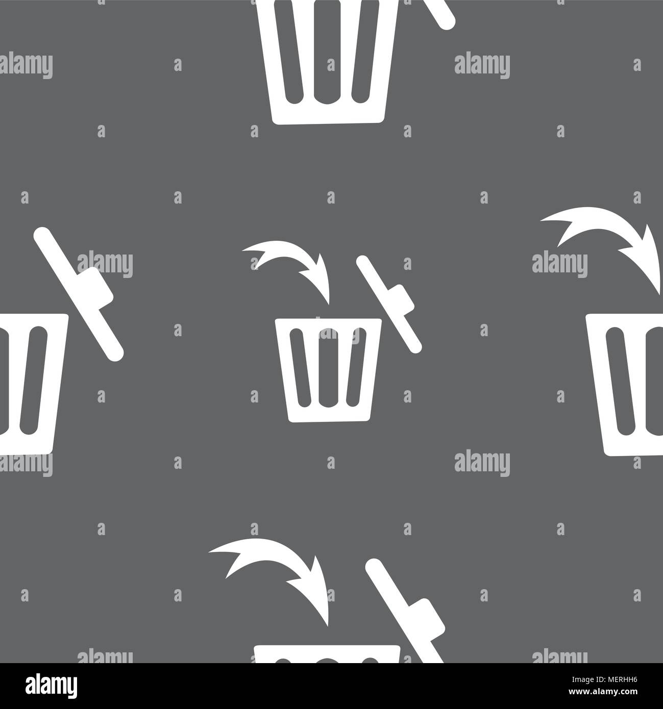 Recycle bin sign icon. Seamless pattern on a gray background. Vector ...