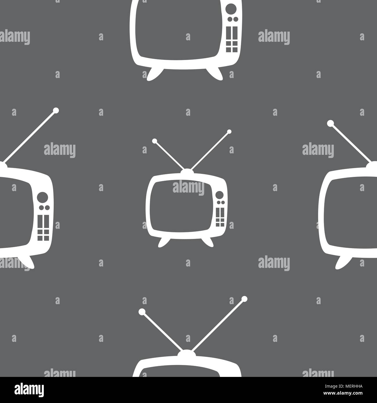 Retro TV mode sign icon. Television set symbol. Seamless pattern on a gray background. Vector illustration Stock Vector