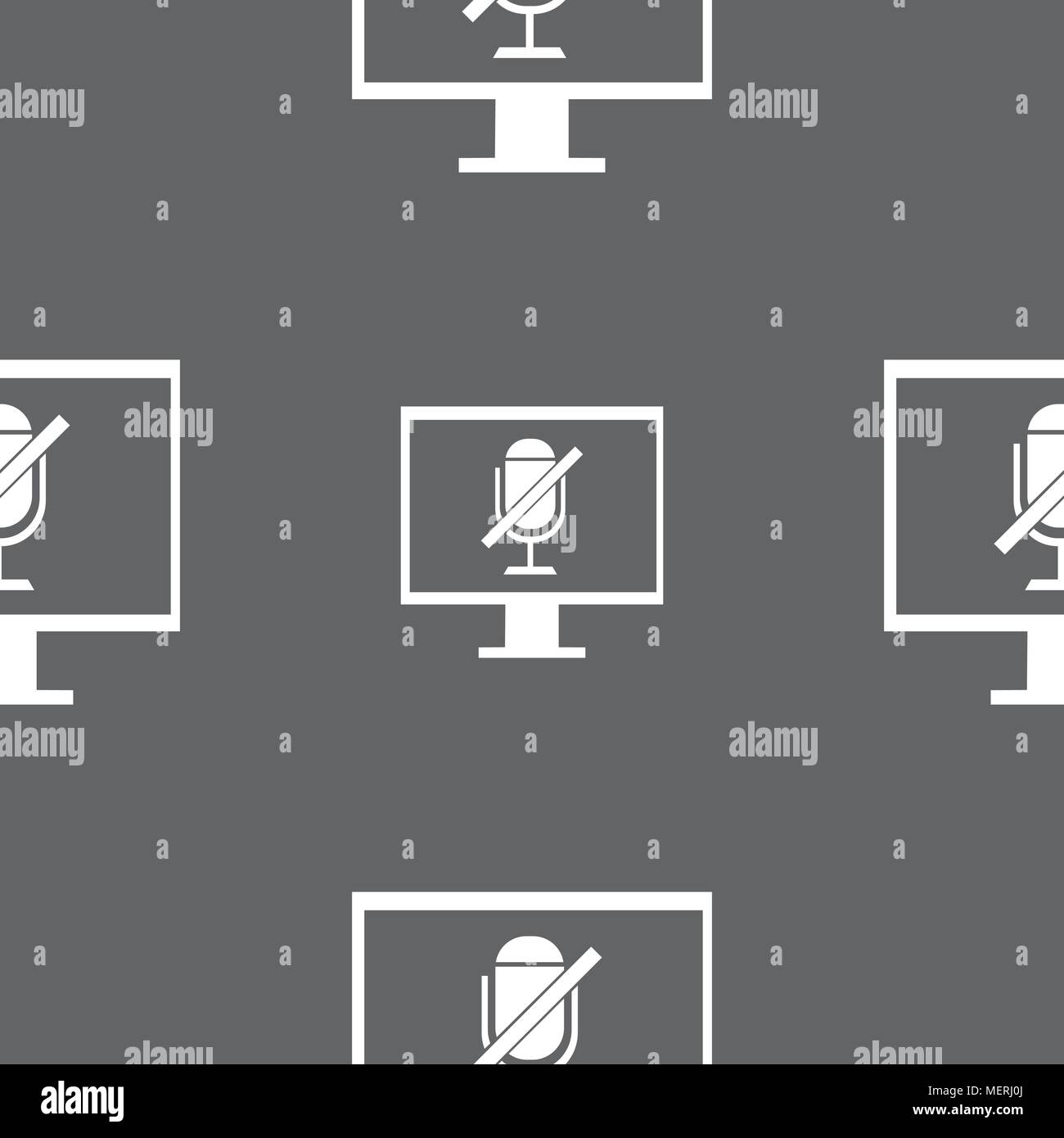 No Microphone sign icon. Speaker symbol. Seamless pattern on a gray