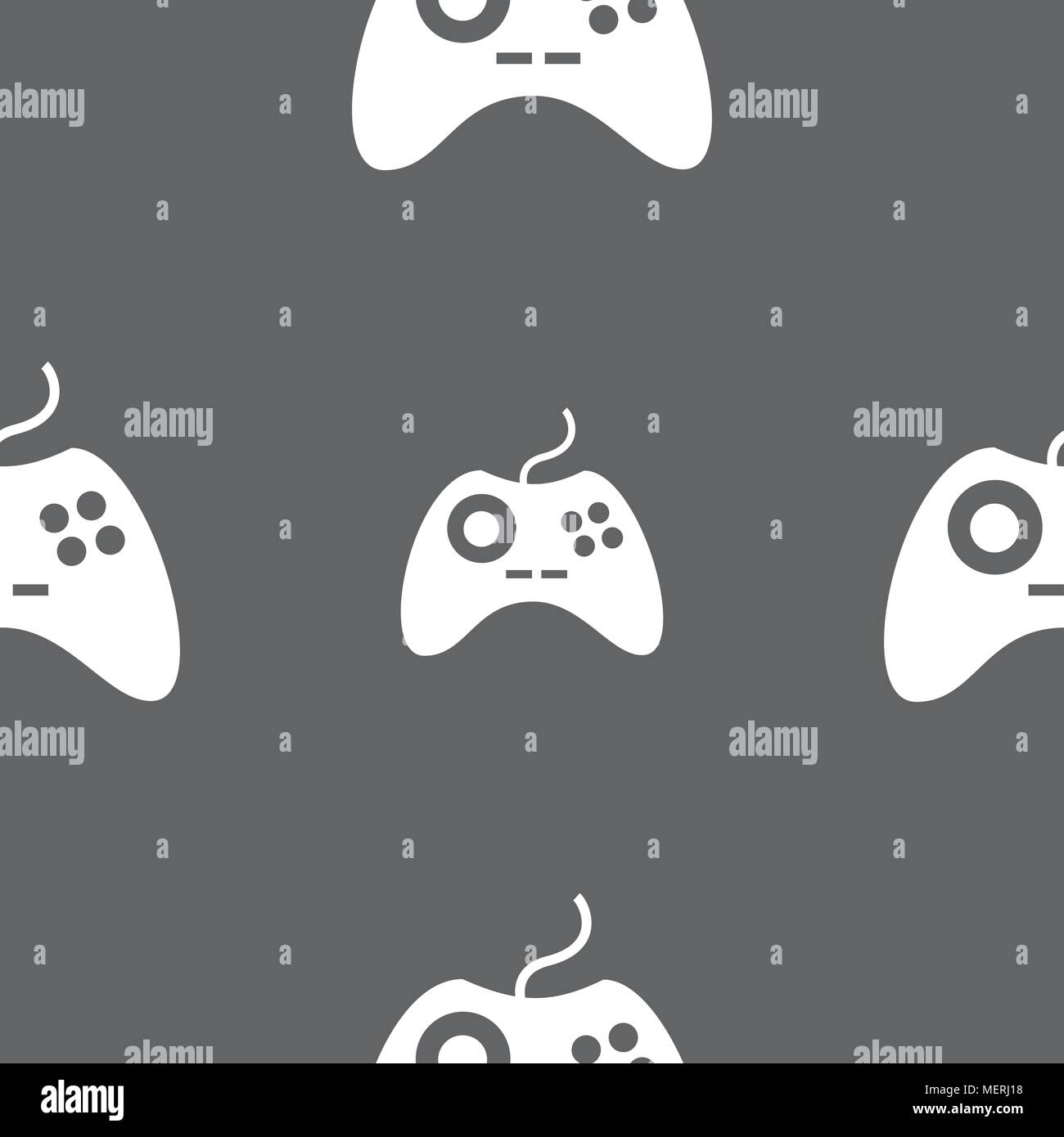 Joystick sign icon. Video game symbol. Seamless pattern on a gray ...