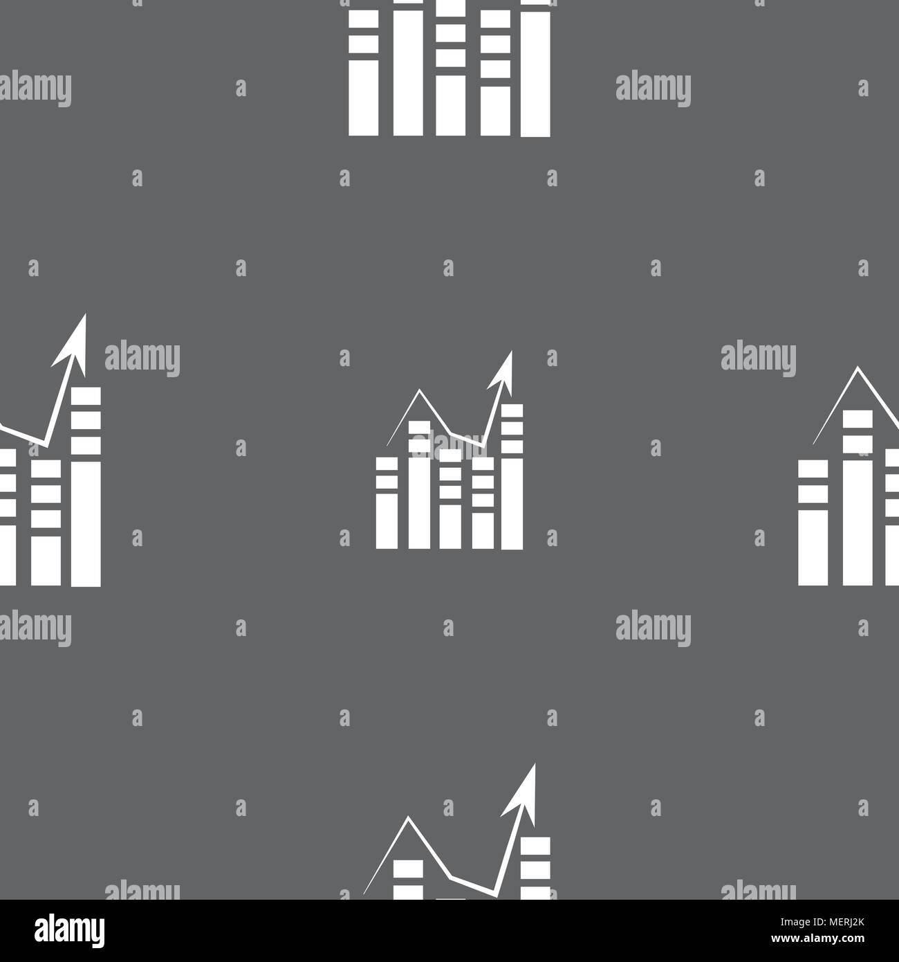 Graph icon sign. Seamless pattern on a gray background. Vector ...