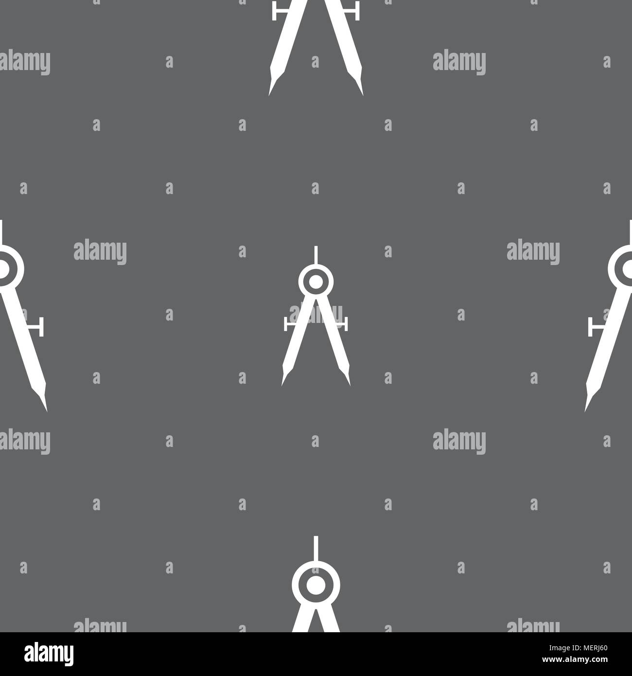Mathematical Compass sign icon. Seamless pattern on a gray background. Vector illustration Stock Vector
