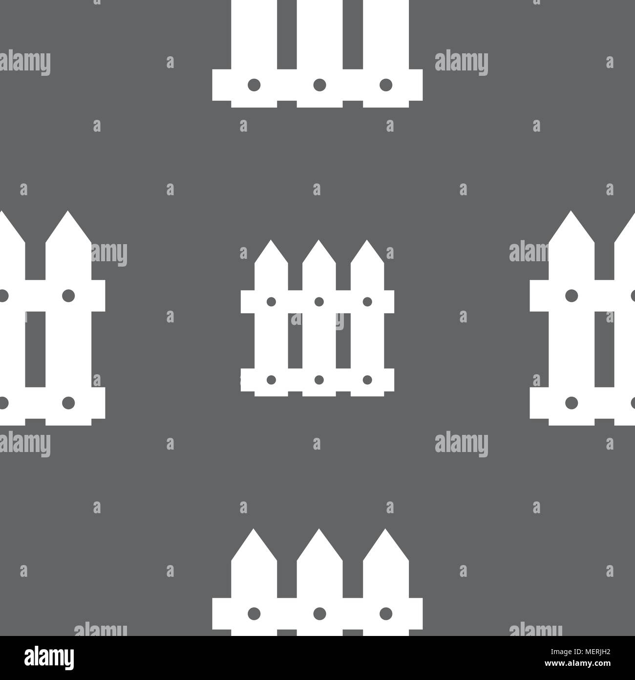 Fence icon sign. Seamless pattern on a gray background. Vector ...